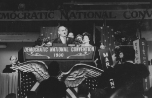 Lyndon Johnson speaks at 1960 Democratic Convention. Photo by Julian P. Kanter.